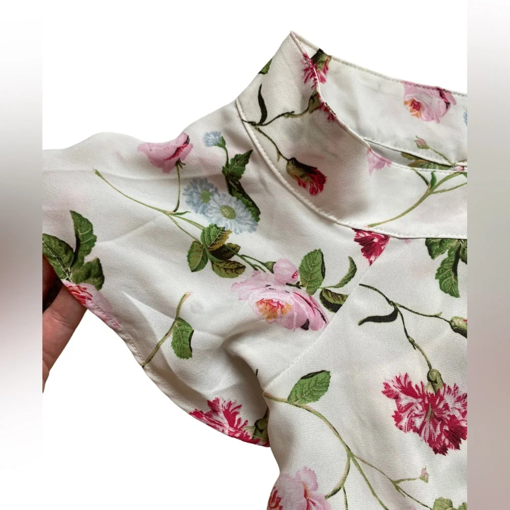 Express Floral Off-Shoulder Blouse - Pink and Green - Picture 7 of 10